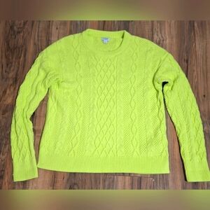 J Crew, women's lemon green sweater, size L